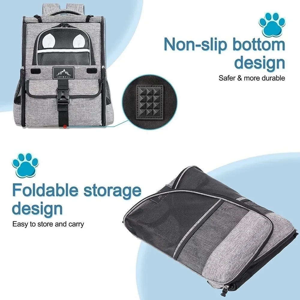 Ventilated Design Breathable, Pet Carrier Backpack for Dogs, Cats, with Pet Bow